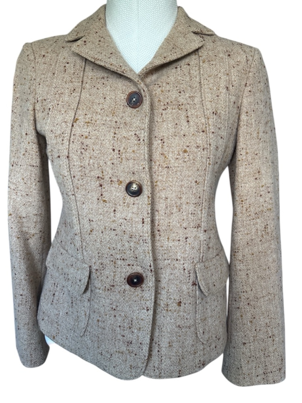 Jil Sander Taupe Speckled Tweed Blazer